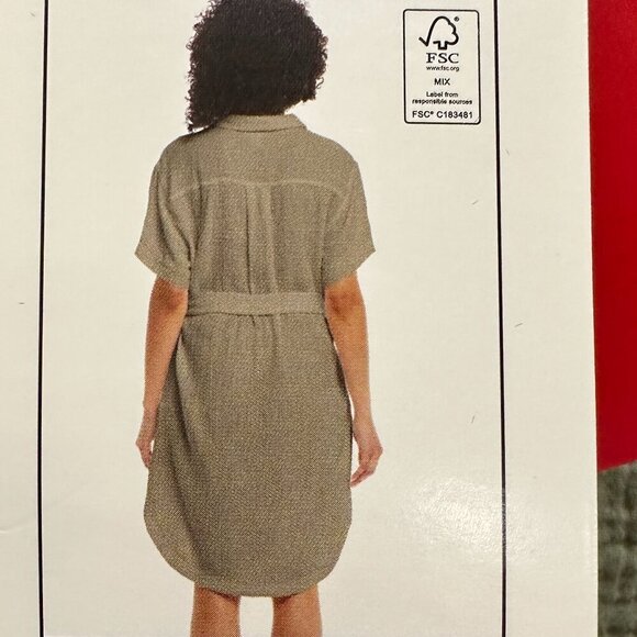 New Weatherproof Women's Gauze Midi Dress Size M Green Adjustable Belt At Waist - Picture 12 of 14